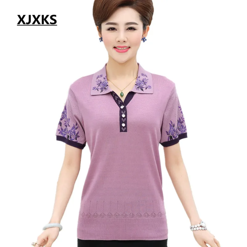 

New Fashion 2017 Summer Style Turn-down Collar Short Sleeve Women T-shirt Female Shirt Women Tops With Button 7890