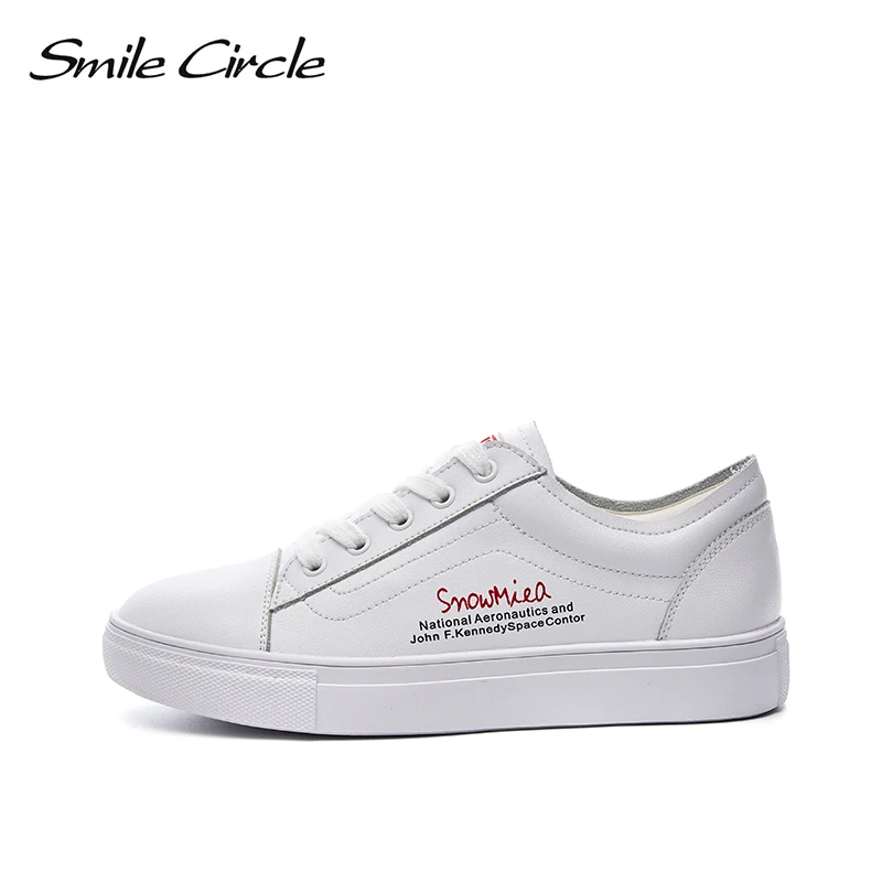 Smile Circle/Большие размеры 34 44 белые кроссовки женская повседневная обувь из
