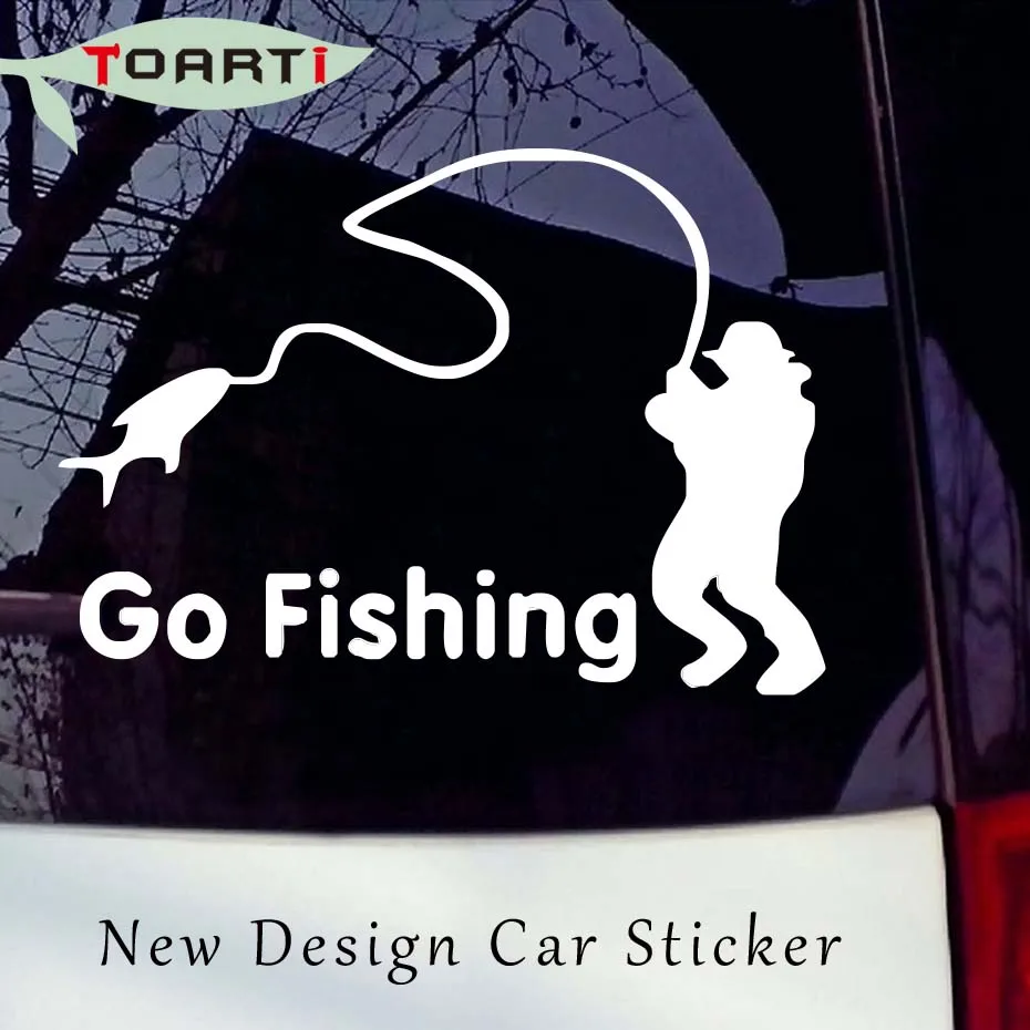 Kartun Pergi Memancing Malam Reflektif Hitam Vinyl Stiker Mobil Lucu