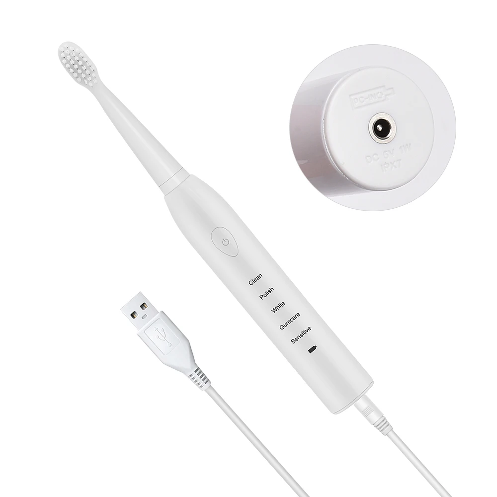 Электрическая ультразвуковая зубная щетка с 3 сменные насадки для зубной щётки USB Перезаряжаемые расчеты зубные полоски для удаления пятен, отбеливающий для полости рта Втягивающийся поводок для собак, здоровый инструмент