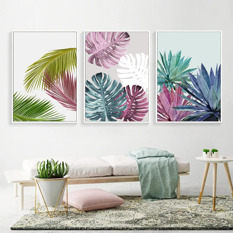 

Colorful Leaf Mountain Wall Art Canvas Painting Nordic Posters Prints Wall Pictures for Living Room Decor