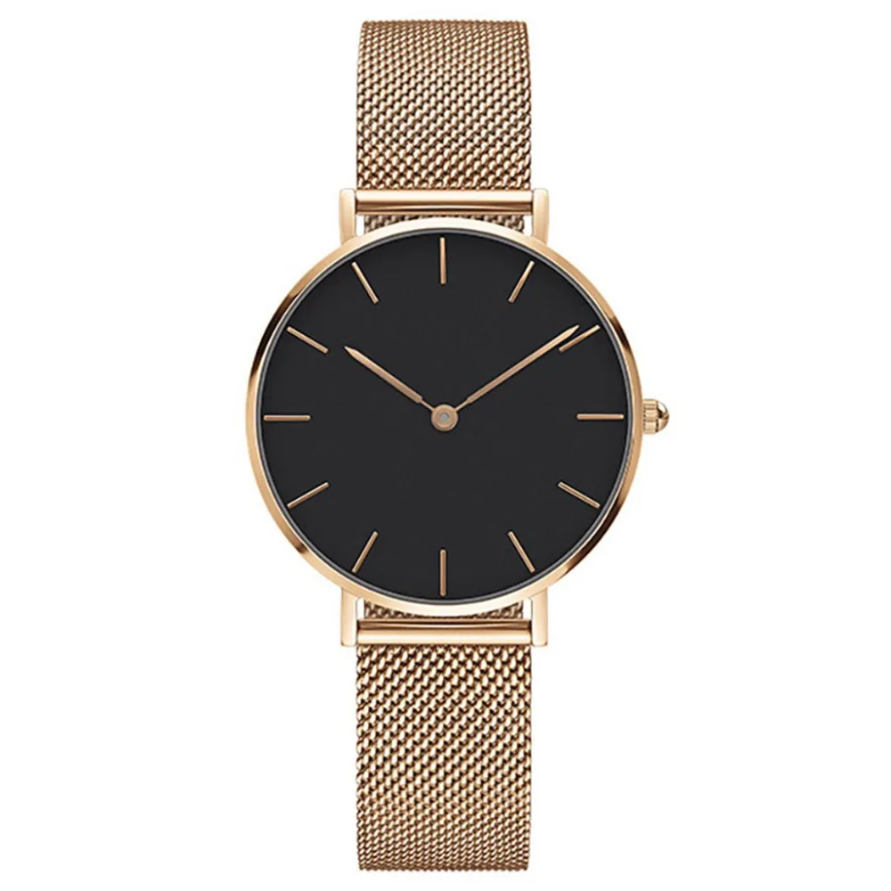 

Relojes Mujer Luxury Brand Women Watches Minimalist Style Solid Dial Unisex Watch Clock Gift Mesh Steel Strip Quartz Watch #W
