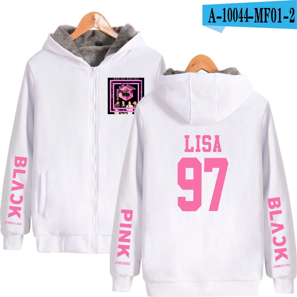 Frdun Tommy Blackpink Толстая зимняя теплая толстовка с капюшоном на молнии парки модные куртки наивысшего качества хлопка парки свободного покроя - Цвет: White