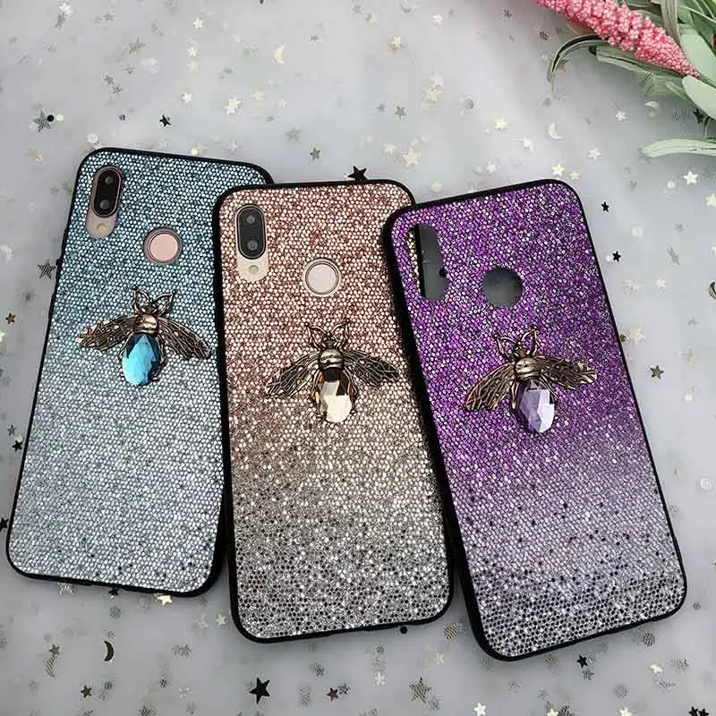 Блестящий чехол с 3d пчелкой для Samsung Galaxy S10 S9 S8 A8 A6 Plus S7 Edge A9 A7 J8 2018 J5 J7 J3 J2 A5 A3 2017 Note 9 8