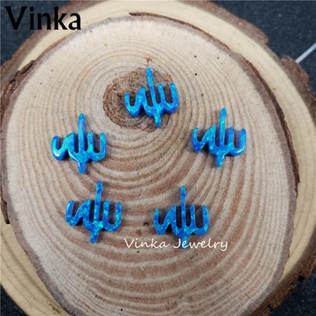 

5pcs Fashion synthetic blue Fire Opal Stone Allah Shaped Necklace Pendant gift with hole