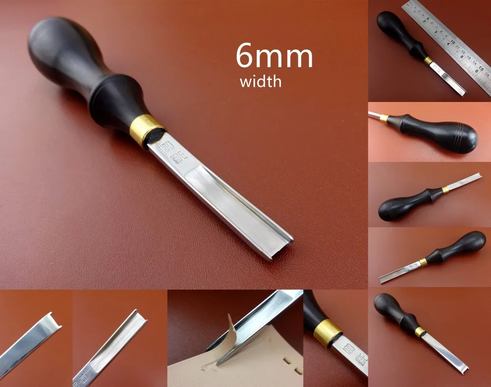 

1pc 6mm Leather Craft French Style Edge Skiving Skiver Beveler Chipping Cutter Tool - Edger Creaser Groover Beveler Skiver Knife