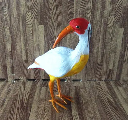 Новые творческие моделирование красочные Хохлатая игрушка Ibis смолы и с лисьим мехом красноногого ибиса модель полярного медведя подарок около 28x24 см 1003