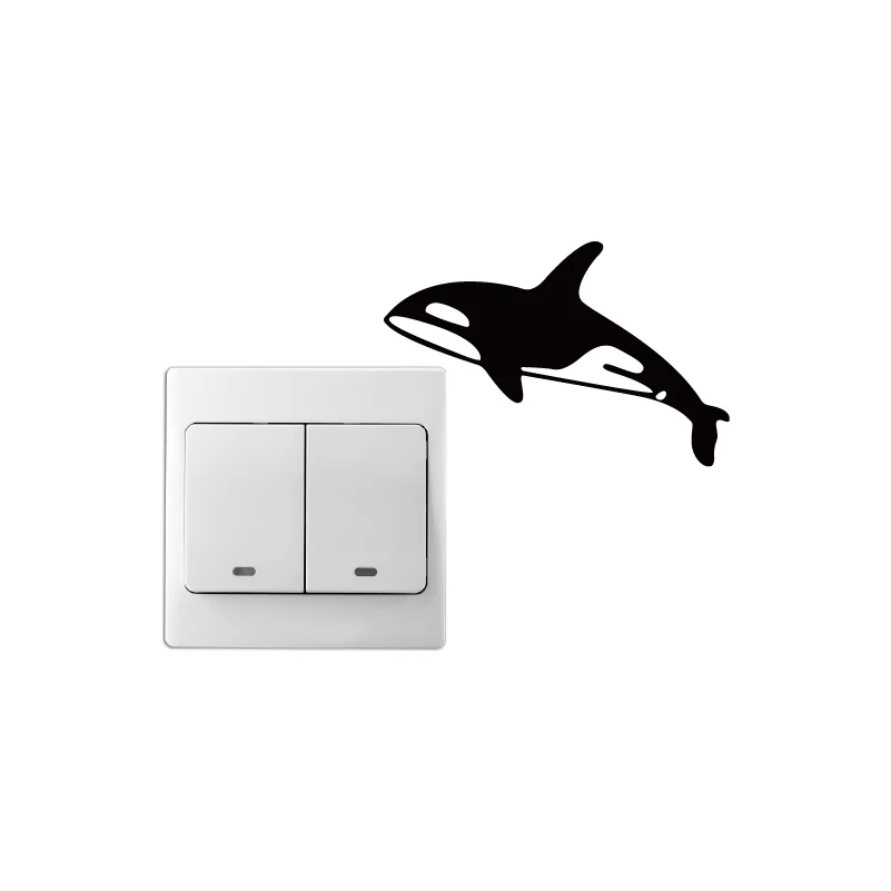 

Fish-8 Orca Killer Whale Vinyl Switch Sticker Creative Cartoon Animal Wall Sticker for Home Wallpaper