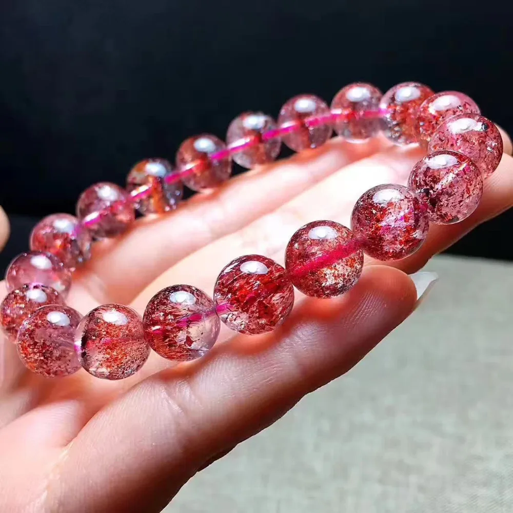 Natural Red Super Seven Lepidocrocite Quartz Beads Rare Bracelet 10mm AAAAin Bracelets
