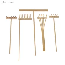 Chzimade-rastrillo Zen de bambú para jardín, herramientas de meditación, decoración del hogar, relajación hecha a mano, 5 uds.