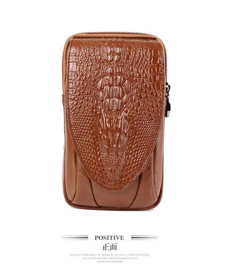 Известный бренд, дизайнерская мужская поясная сумка из натуральной кожи с узором «крокодиловая кожа», 6 дюймов, мужские карманные портсигар для мобильного телефона
