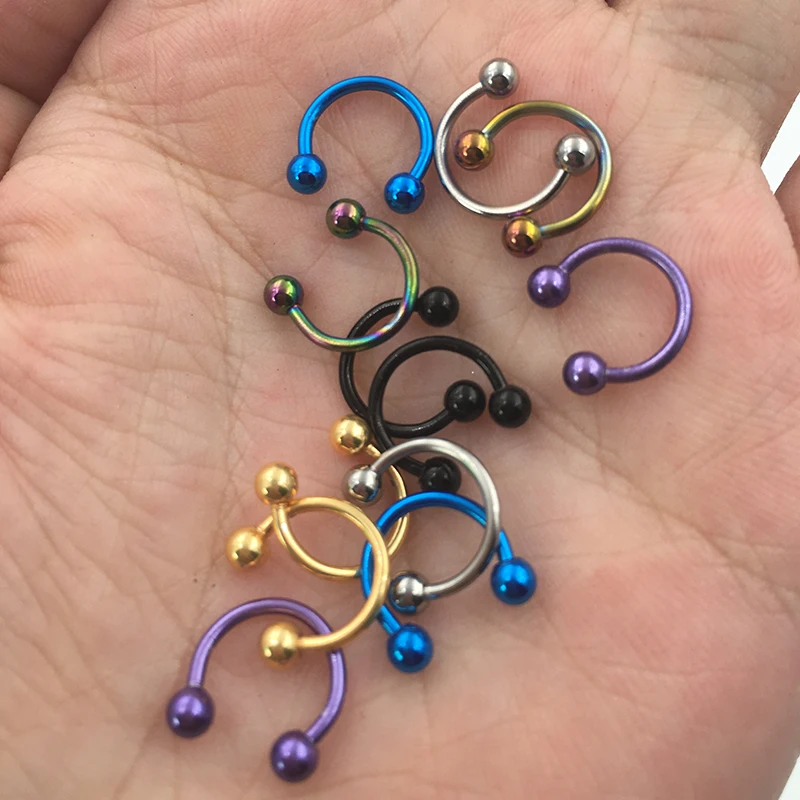 

1.2*8mm Surgical 7 different Colors Nose Ring Piercing Ball Horseshoe Circular Ring Labret Nipple Hoops Nose Eyebrow Piercing