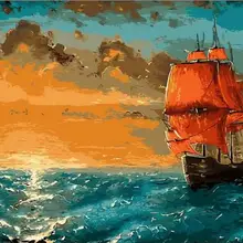 Лидер продаж Парусник в синем море печатных DIY цифровой живописи маслом по номерам ручная роспись маслом 40x50 см без Рамки