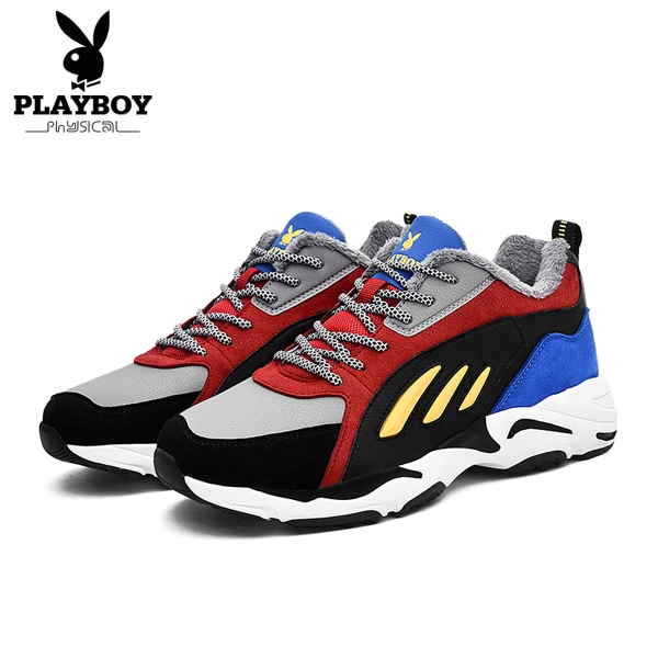 PLAYBOY/Новые мужские ботинки; теплые зимние ботинки на меху; мужские зимние ботинки; Рабочая обувь; Мужская обувь; модные резиновые ботильоны; DS87266 - Цвет: Синий