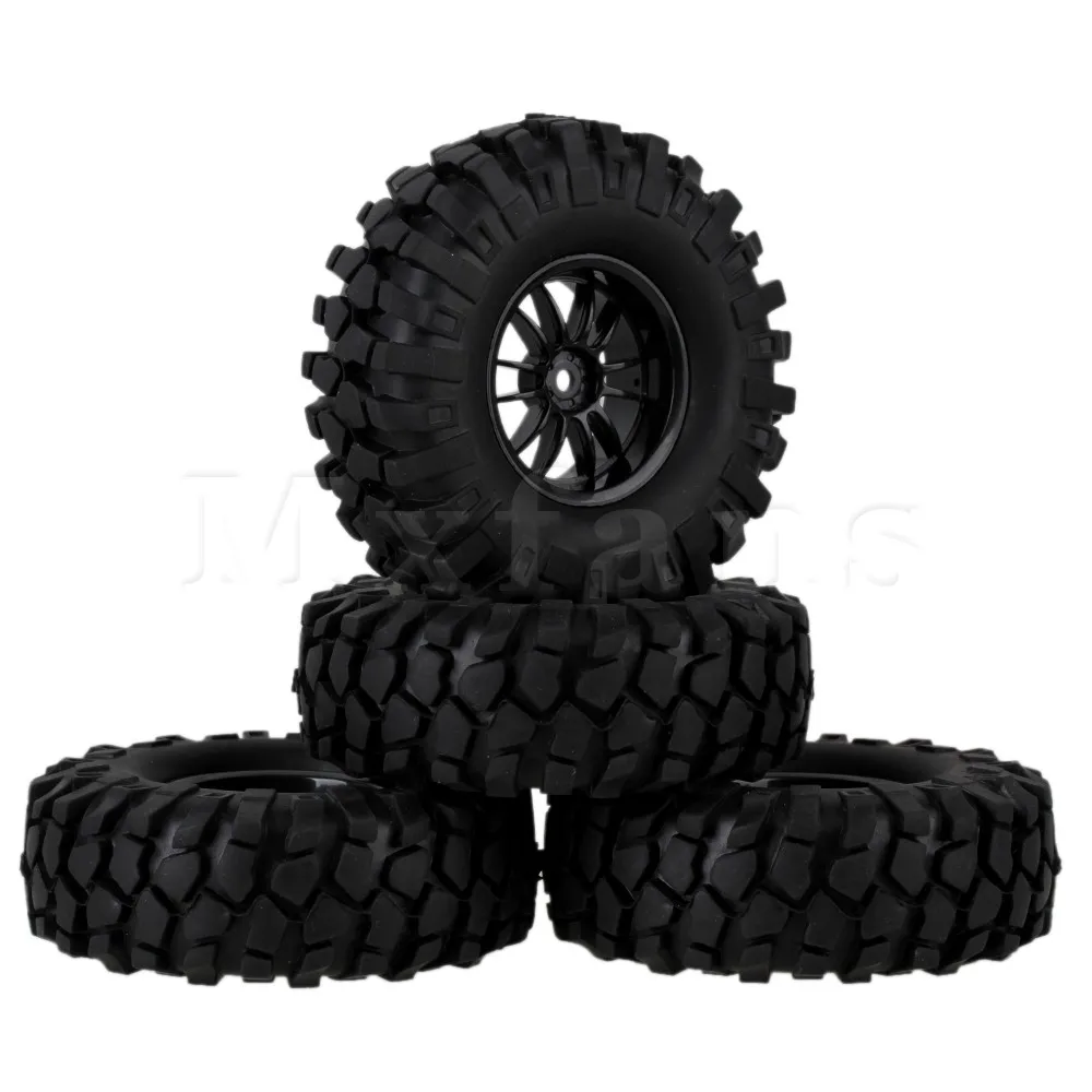 

Mxfans 4 x RC1:10 Rock Crawler Simulation Rubber Tire & Plastic 12-Spoke Wheel Rim