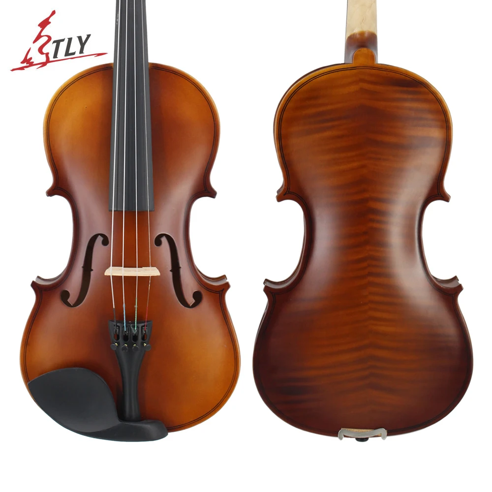 TONGLING Students Beginner Matte Finish Acoustic Violin Craft Stripe Solid Wood Violino For Kids W Case