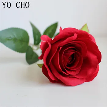 

(20 Pcs/lot) Free shipping 2014 Good Wedding Party Decoration Sigle Real Touch Silk Rose Artificial Decorative Rose Flower