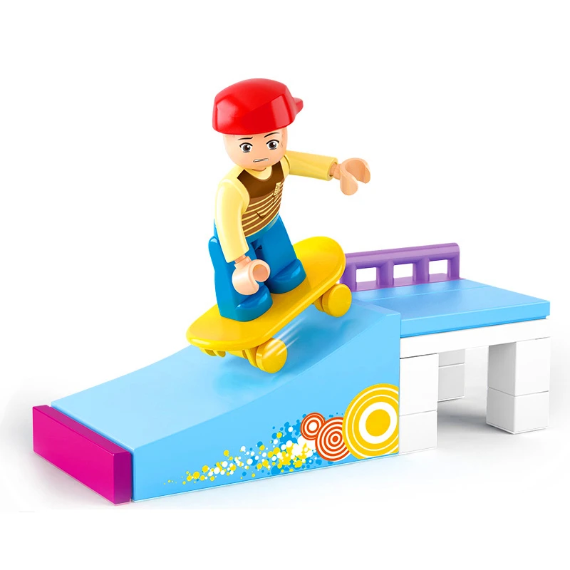 

Sluban 0512 Girl Friends Skateboard Boy Figure Blocks Educational Construction Building Brick Toys For Children