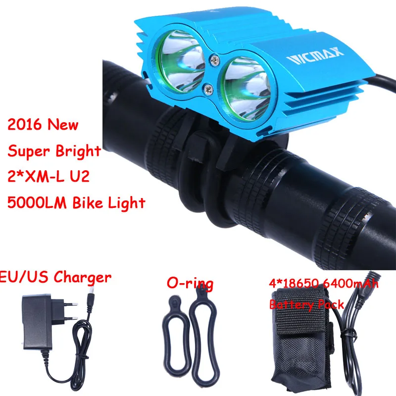 

5000 LM Waterproof 2* XM-L U2 LED Bicycle Cycling Bike Light Lamp + Battery Pack and Charger