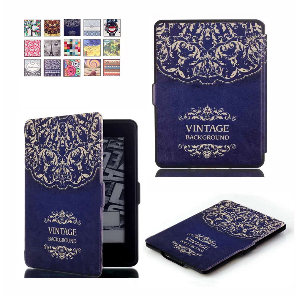 

Printed Case For Amazon Kindle Paperwhite 1 2 3 Case Ultra Slim Case For Amazon Kindle Paperwhite Case +Film+Stylus Pen