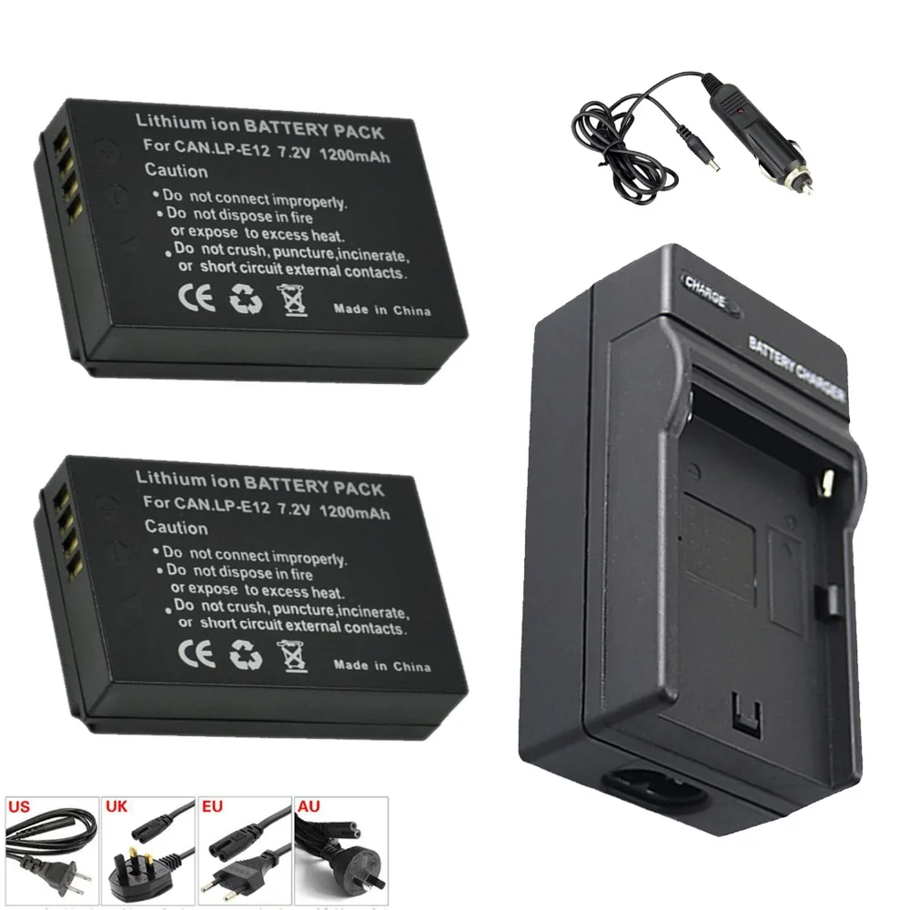 

2pc LP-E12 LP E12 LPE12 Battery + LED Charger kit For Canon EOS M M2 100D Kiss X7 Rebel SL1 EOS M EOS M2 EOS 100D DSLR Camera