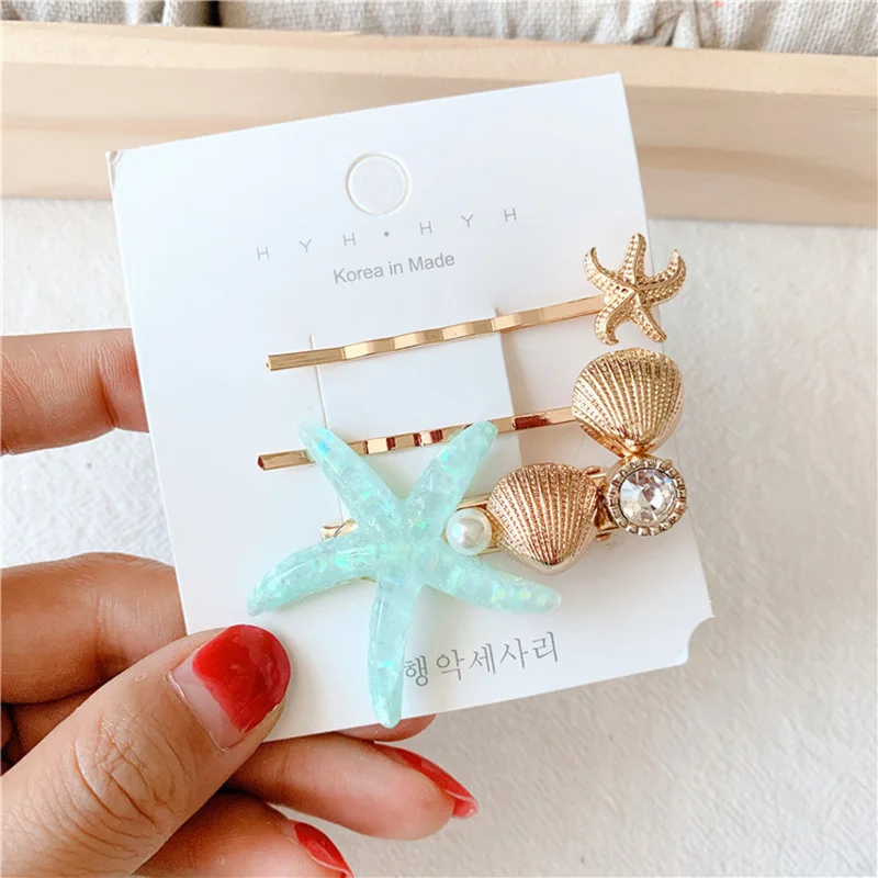 2/3Pcs/Set Ins Starfish Shell Hairpin Barrettes Headwear Hair Grip Girls Hair Clip Hair Accessories