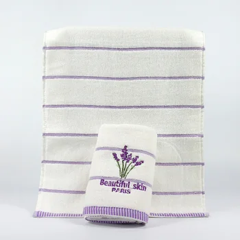 

FLC 2pcs Lavender Pattern Soft Cotton Face Towel For Adults Bathroom Super Absorbent Towels 35x75cm 15