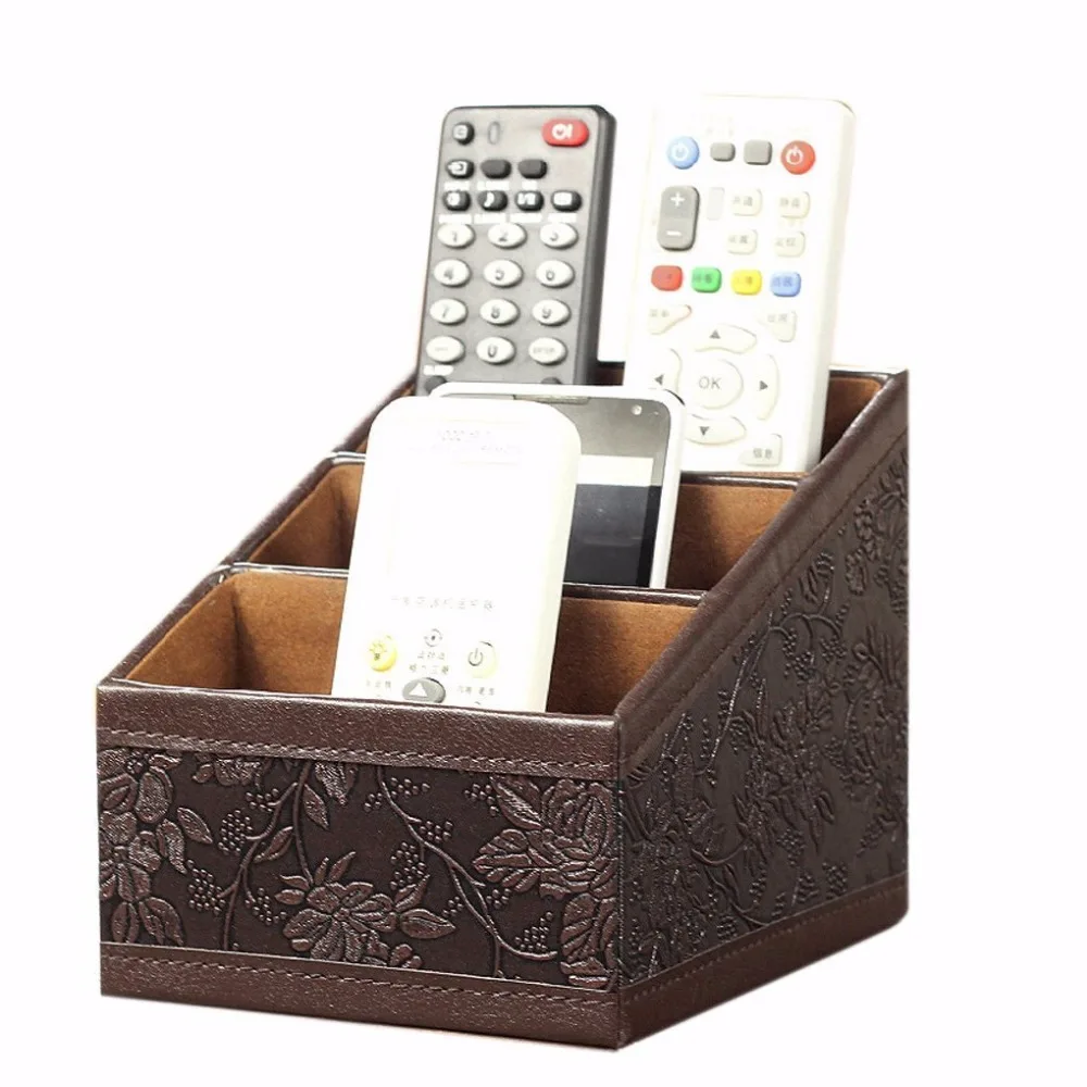Top Grade Vintage Flower PU Leather Desktop Storage Basket Horizontal