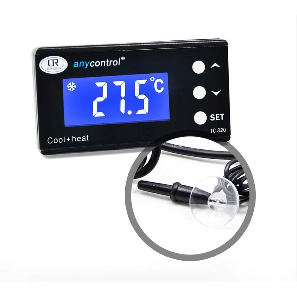 

Digital Thermostat Temperature Controller For lizard Fish Aquarium Waterproof Sensor Outlet LCD 2 Stage Heating Cooling Mode