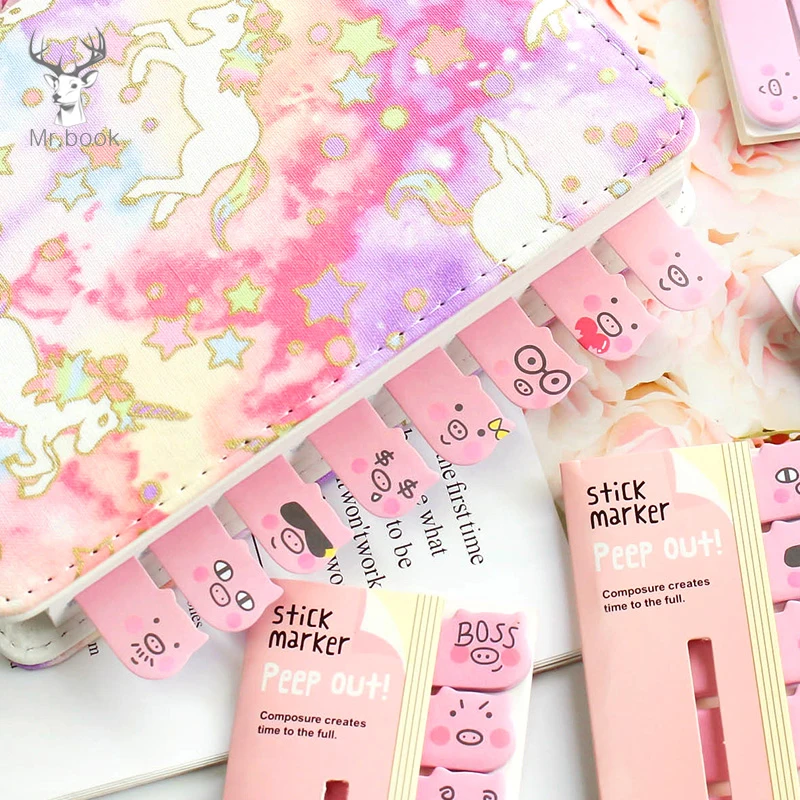 3pcs Sets/480 Sticker Kawaii Memo Pad Cartoon Cute Pink Pig Index