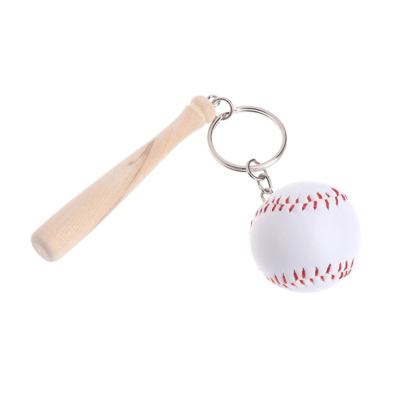 Key Rings Baseball Sport Keychain Wooden Pendant Car Bag Decoration