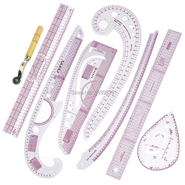8 pcs 9 pcs Plastic French Curve Metric Sewing Ruler Measure For