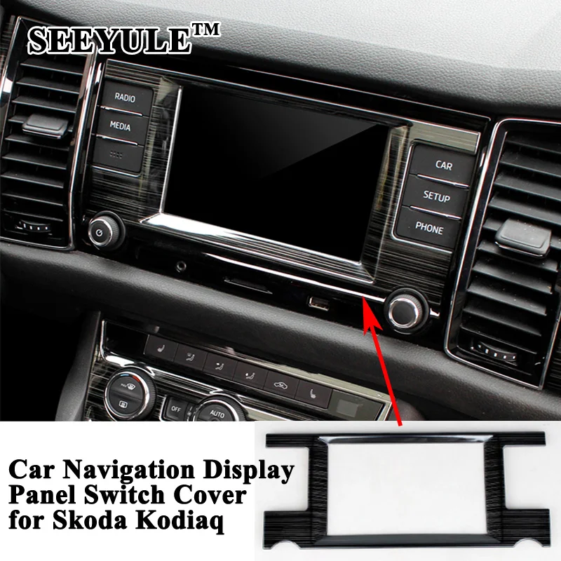 

1pc SEEYULE Styling Car GPS Navigation Display Panel Switch Decoration Cover Sticker Sporty Car Accessories for Skoda Kodiaq