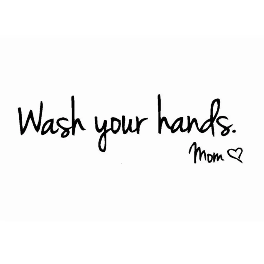 "Wash Your Hands by Mom" Bathroom Reminder Sign Vinyl Wall Stickers Waterproof Toilet /Kitchen Lovely Wall Art Decal Decoration toilet stickers toilet wall stickers