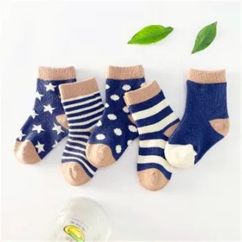 

5 pairs/lot Children'S Socks Cute Striped Baby Socks Stars Dot Baby Socks Comfortable Breathable Cotton Children'S Socks Direct