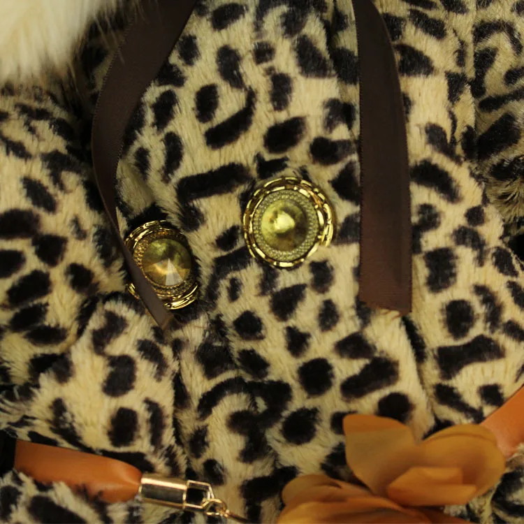 Пальто с мехом леопардовой расцветки из От 2 до 5 лет кожи детское утепленное флисовое пальто с искусственным мехом и поясом для маленьких девочек, зимняя теплая куртка