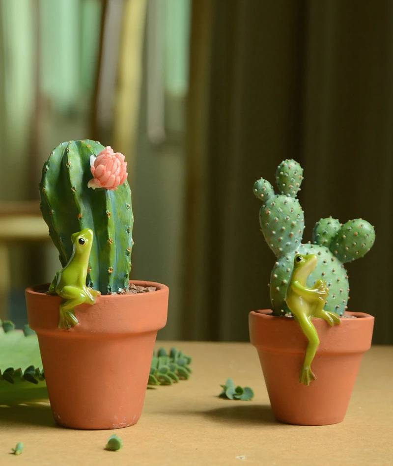 Коллекция на каждый день креативный зеленый кактус бонсай садовый декор милые фигурки животных домашнее зеленое растение моделирование украшения