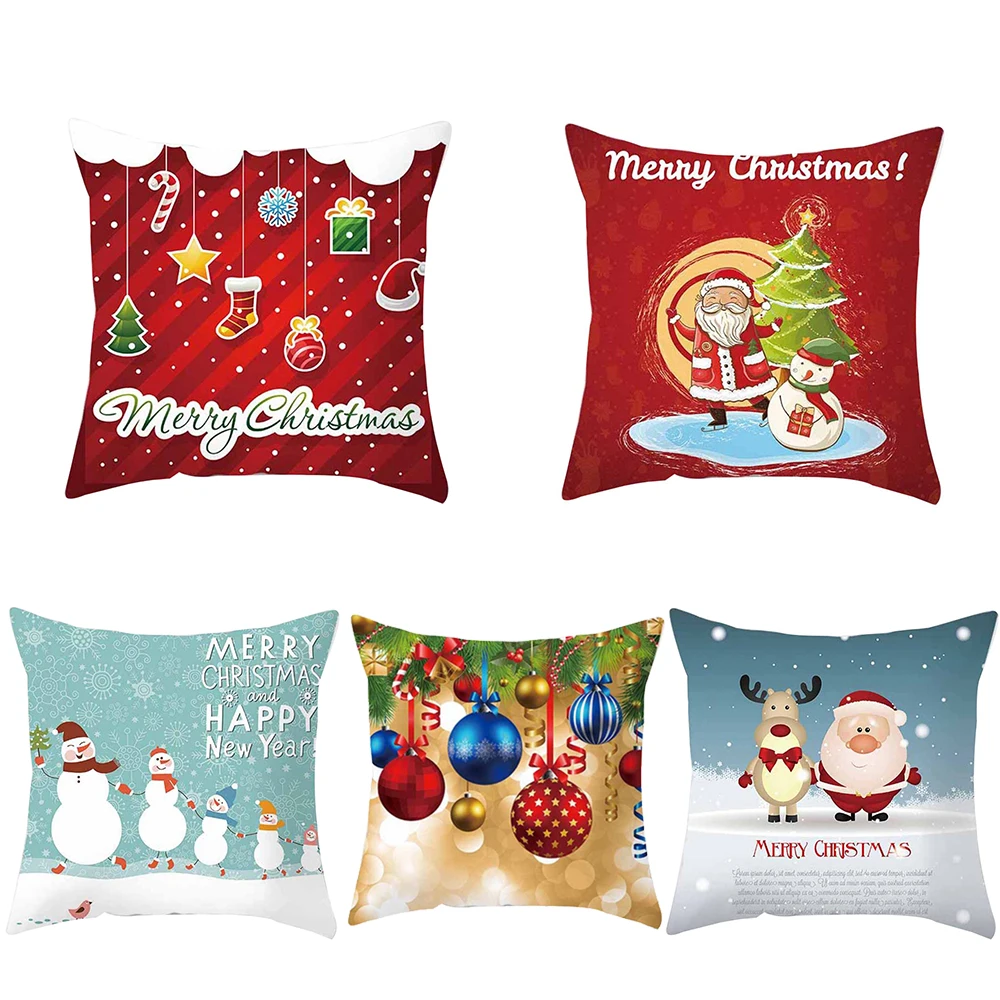 

45x45cm Square Xmas Pillow Cover Cushion Case Toss Pillowcase Hidden Zipper Closure Pillows Christmas Style Pattern Pillow Case