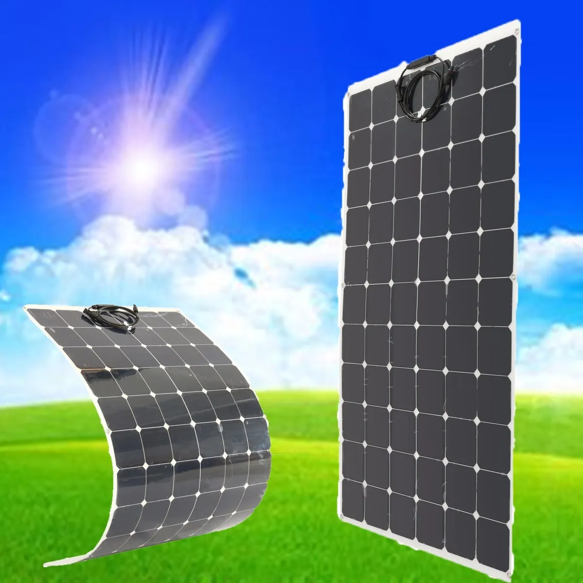 

BSP 66-200 200W 18V Semi Flexible Monocrystalline Solar Panel Waterproof High Conversion Efficiency Solar Panel + 1.5m Cable
