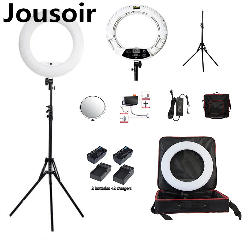 White FD-480II LED Ring lamp Light Make up Lighting sefie ring lamp set + standing (2M)+ bag + batteries CD50