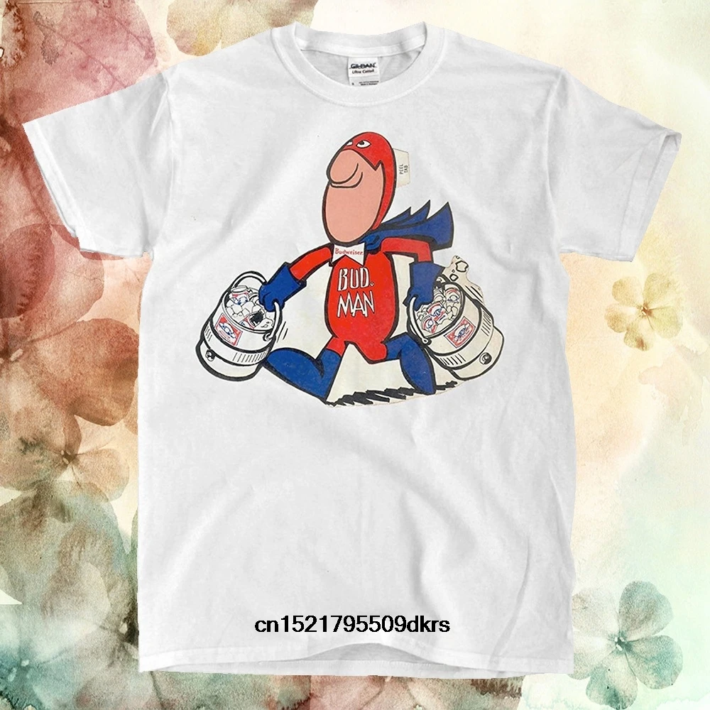 Мужская футболка Винтаж Budweiser Bud Man белый мужской топ S-4XL новинка wo для мужчин |