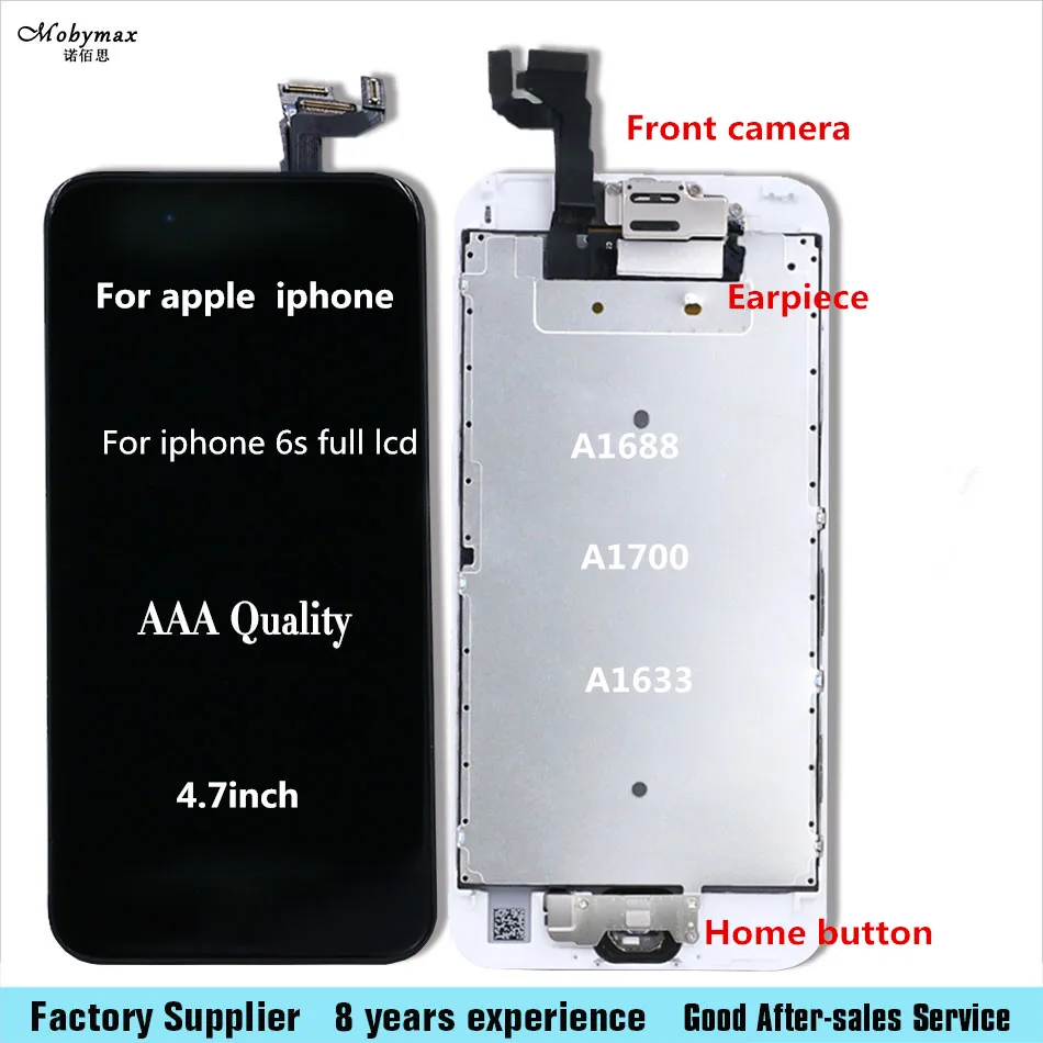 

For iPhone 6s 4.7''Lcd Touch Screen Digitizer Display Replacement+Home Button+Front Camera A1688 A1700 A1633 +3D Touch Screen