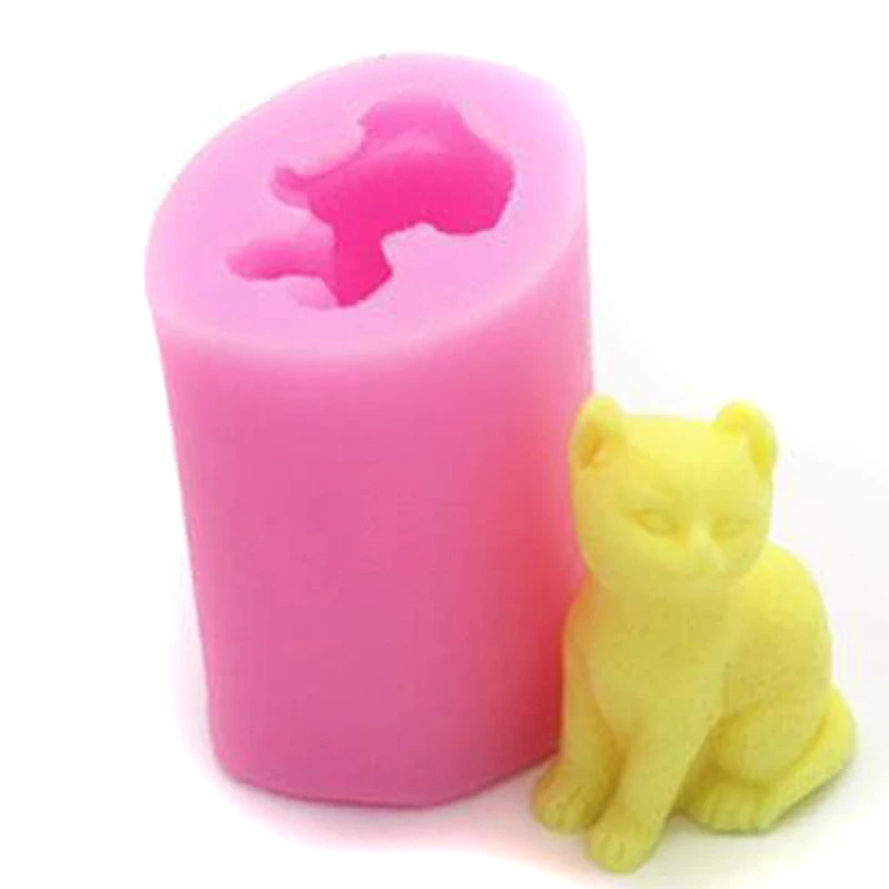 3D Cute Cat Silicone Mold For Polymer Clay Candy Chocolate Moulds Baby Birthday Party Fondant Cake Decorating Tools