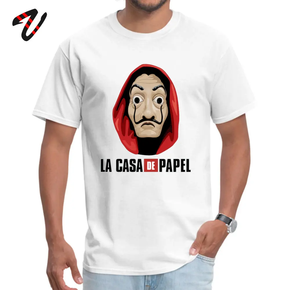 Personalized Money Heist O Neck Tshirts Summer Fall Tops T Shirt Short Sleeve for Men Slim Fit All Cotton Normal T Shirt Money Heist 28806 white