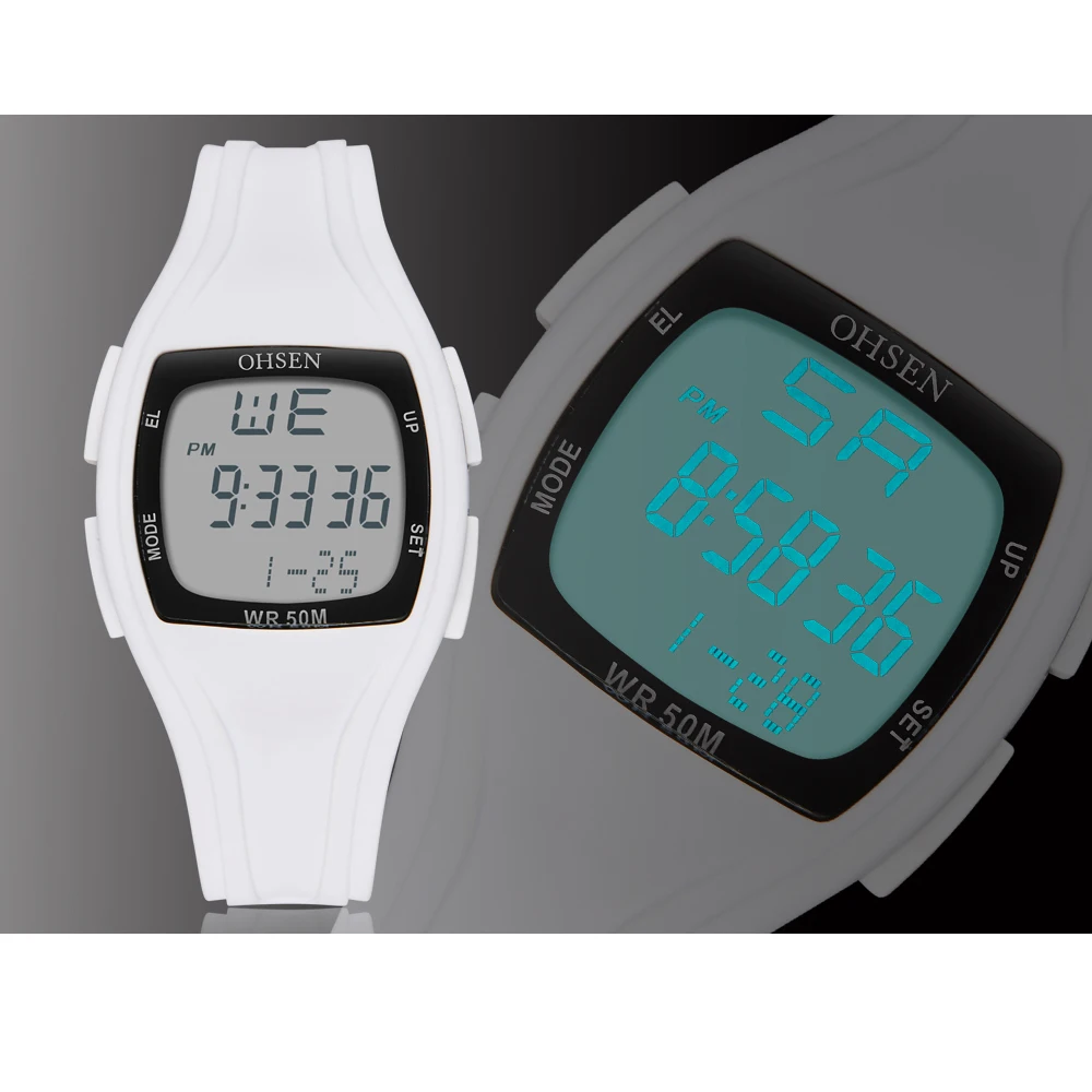 

Relogio Feiminino New Square Sports Alarm LED Electronic Rubber Plastic Watch 50m Waterproof Women Digital Watch Female Clock