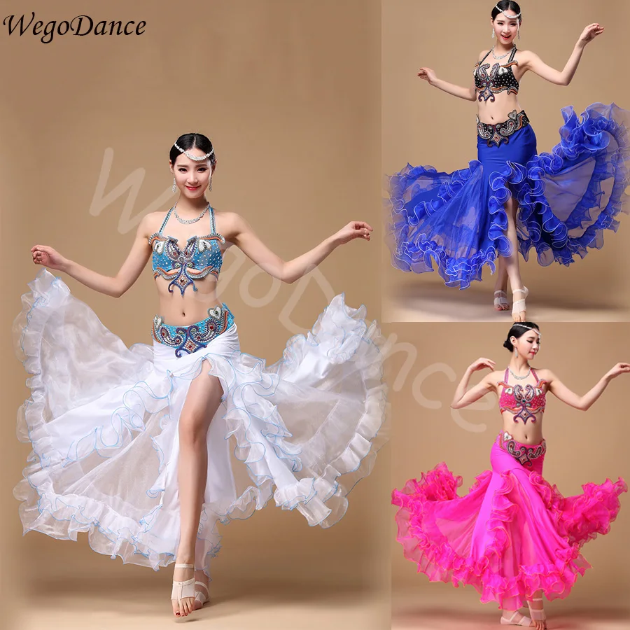 New Belly Dance Costume Set Belly Dancing Costumes Top belt Skirt pearl