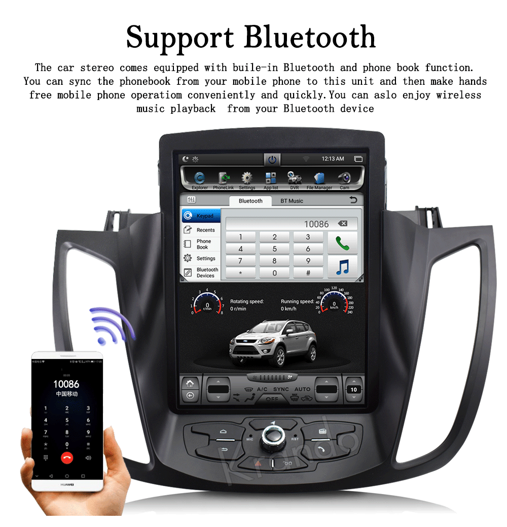 Krando Android 8,1 10," Tesla вертикальный автомобильный Радио gps мультимедийный плеер для ford Kuga Escape 2013- навигационная система