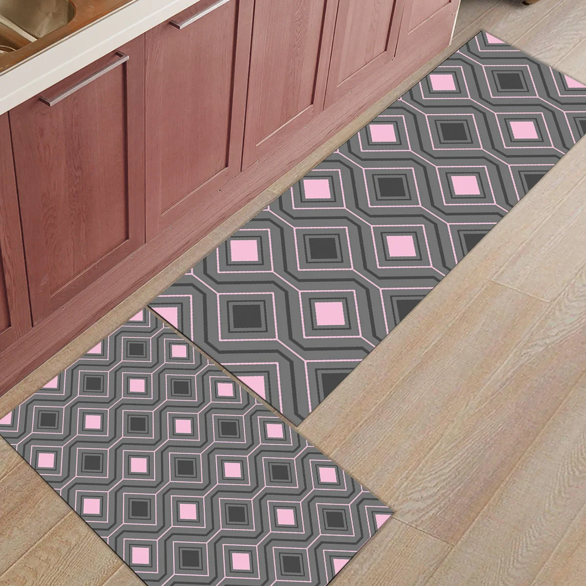 2 шт. кухонные подстилки И КОВРИКИ НАБОР современный этнический геометрический домашний декор Нескользящая зона бегун входной коврик