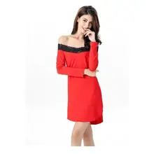 Sexy Summer Red Blue Rose Slash Neck Elegant Dress Underwear Nightgowns Sleep Lounge Robe Solid Nightgowns Sleepshirts C415123