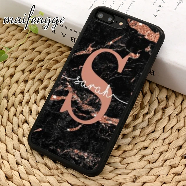 Maifengge мраморный розовый золотой чехол с инициалами и цитатами для iPhone 5 6s 7 8 plus 11 12